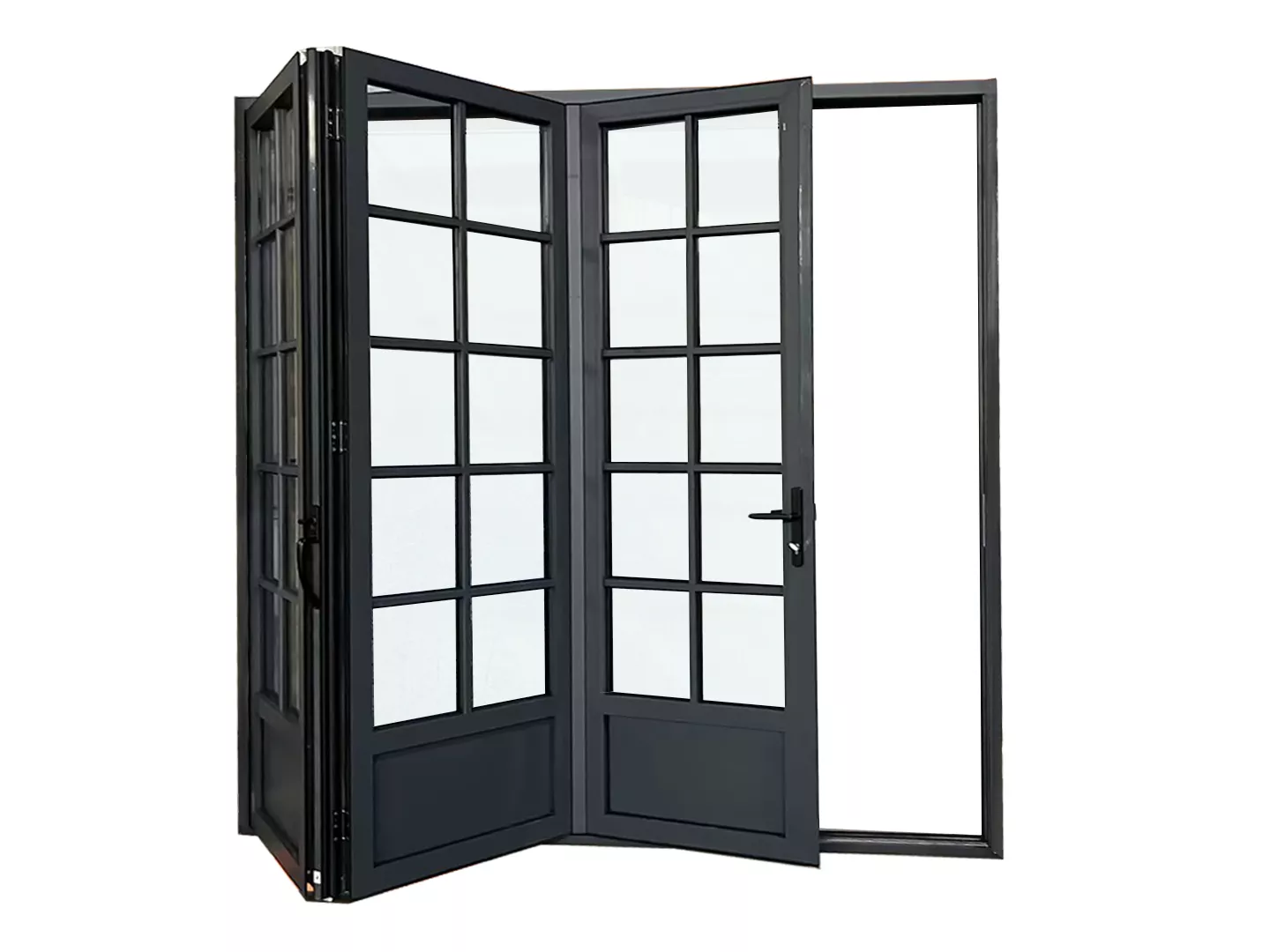 Aluminum bifolding door ( with grills and decoration board)
